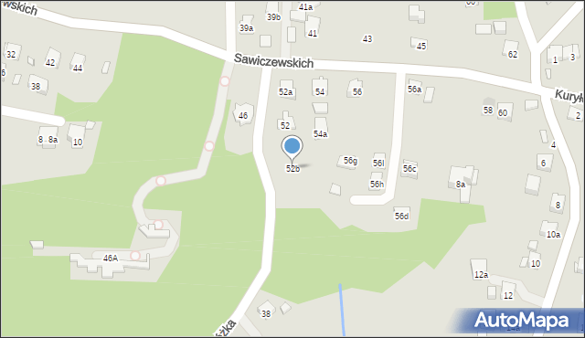 Kraków, Sawiczewskich Józefa i Floriana, 52b, mapa Krakowa