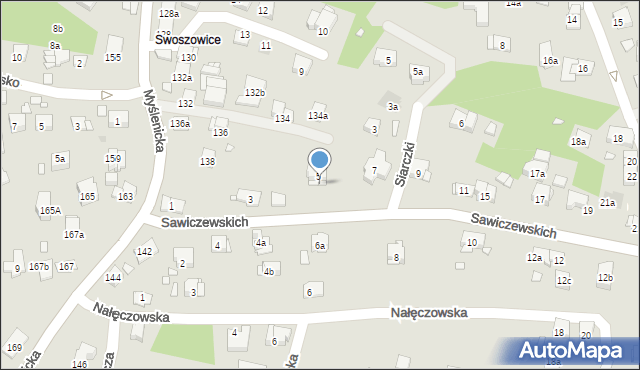 Kraków, Sawiczewskich Józefa i Floriana, 5a, mapa Krakowa