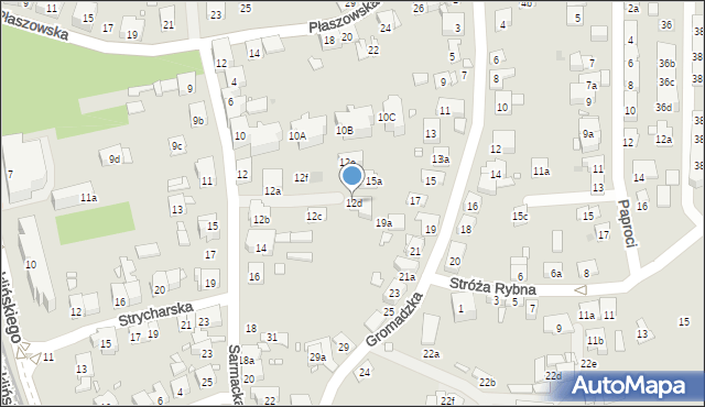 Kraków, Sarmacka, 12d, mapa Krakowa