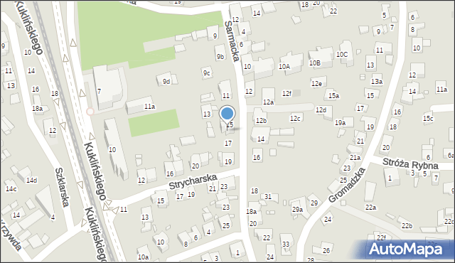 Kraków, Sarmacka, 15a, mapa Krakowa