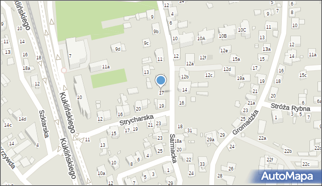 Kraków, Sarmacka, 17, mapa Krakowa