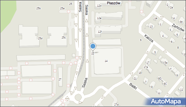 Kraków, Saska, 12, mapa Krakowa