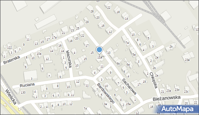 Kraków, Sacharowa Andrieja, 11a, mapa Krakowa