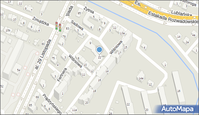 Kraków, Sadowa, 11, mapa Krakowa