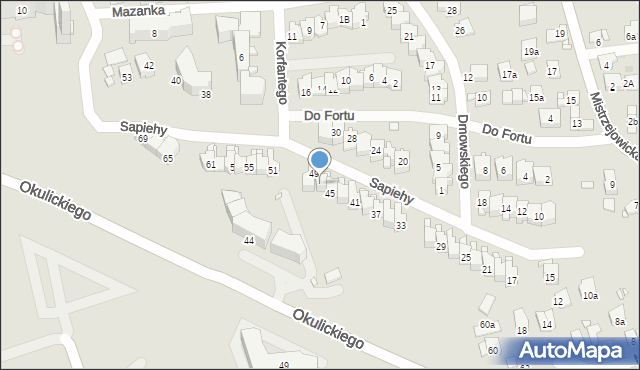 Kraków, Sapiehy Adama Stefana, ks. kard., 47, mapa Krakowa