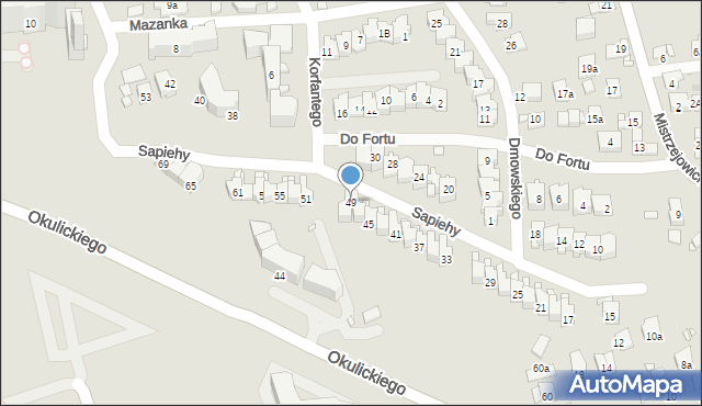 Kraków, Sapiehy Adama Stefana, ks. kard., 49, mapa Krakowa