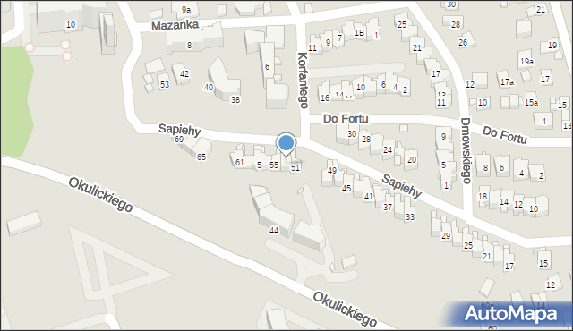 Kraków, Sapiehy Adama Stefana, ks. kard., 53, mapa Krakowa