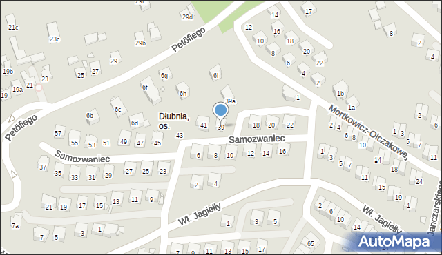 Kraków, Samozwaniec Magdaleny, 39, mapa Krakowa