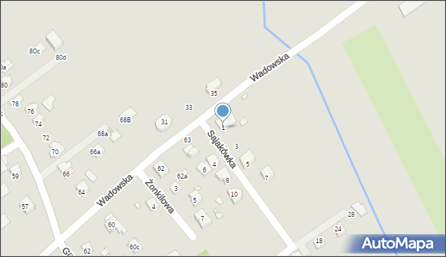 Kraków, Sajakówka, 1, mapa Krakowa