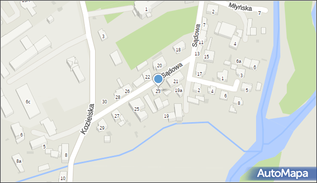 Krapkowice, Sądowa, 23, mapa Krapkowice