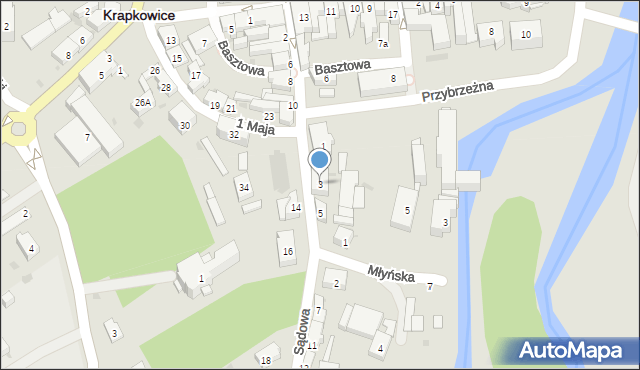 Krapkowice, Sądowa, 3, mapa Krapkowice