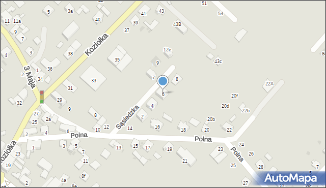 Krapkowice, Sąsiedzka, 6, mapa Krapkowice