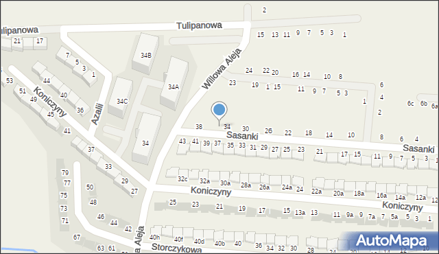 Kręczki, Sasanki, 36, mapa Kręczki