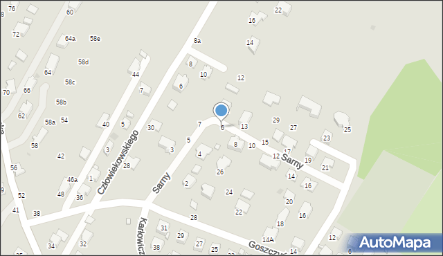 Krosno, Sarny Władysława, ks., 6, mapa Krosna