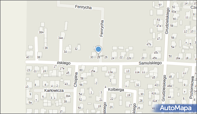 Krotoszyn, Samulskiego, 28, mapa Krotoszyna