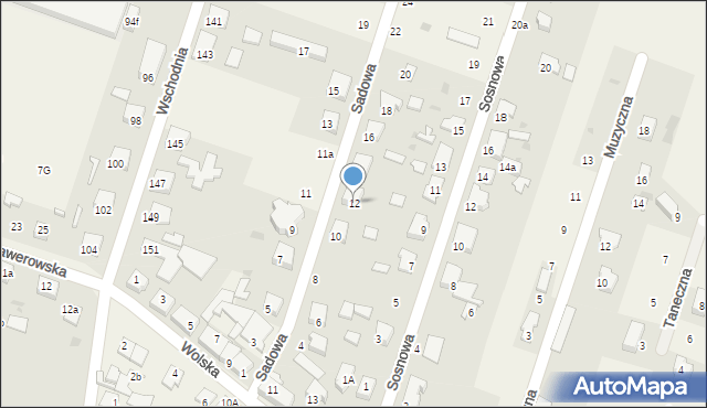 Ksawerów, Sadowa, 12, mapa Ksawerów