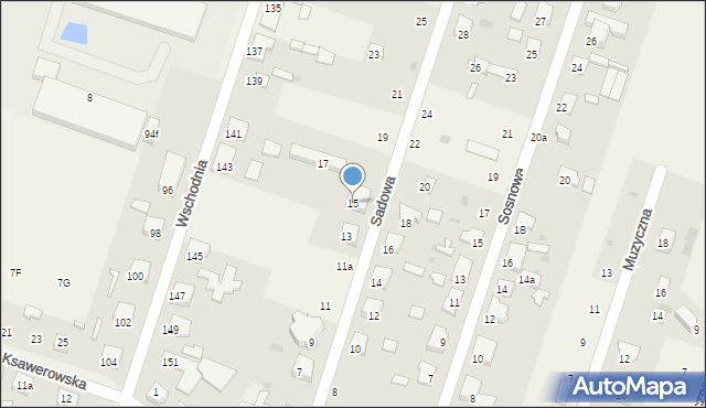 Ksawerów, Sadowa, 15, mapa Ksawerów