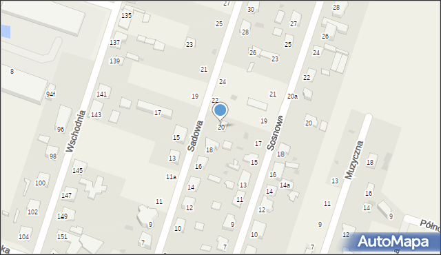 Ksawerów, Sadowa, 20, mapa Ksawerów