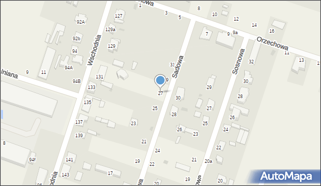 Ksawerów, Sadowa, 27, mapa Ksawerów