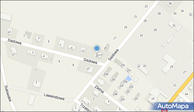 Księginice, Sadowa, 13, mapa Księginice