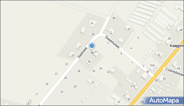 Księginice, Sadowa, 38, mapa Księginice