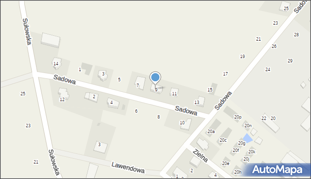 Księginice, Sadowa, 9, mapa Księginice