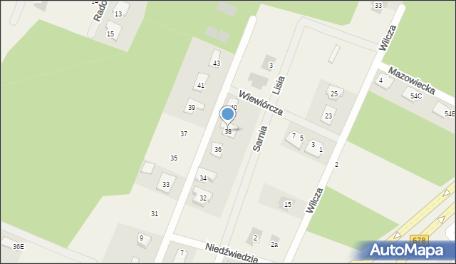 Księżyno, Sarnia, 38, mapa Księżyno