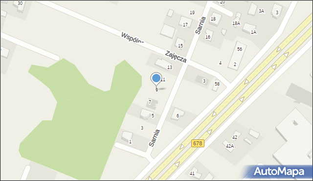 Księżyno, Sarnia, 9, mapa Księżyno