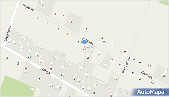 Łabędziów, Sadowa, 14, mapa Łabędziów