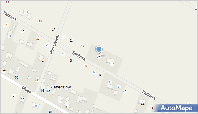 Łabędziów, Sadowa, 25, mapa Łabędziów