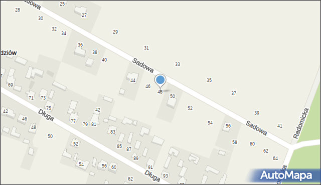 Łabędziów, Sadowa, 48, mapa Łabędziów