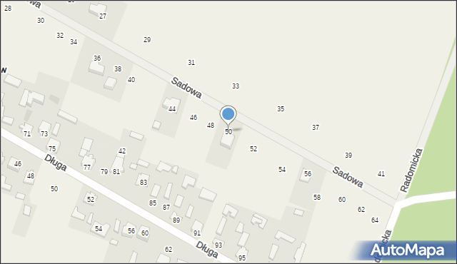 Łabędziów, Sadowa, 50, mapa Łabędziów