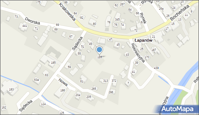 Łapanów, Sądecka, 126, mapa Łapanów