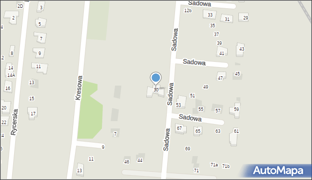 Leszno, Sadowa, 30, mapa Leszno