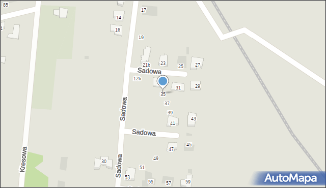 Leszno, Sadowa, 35, mapa Leszno