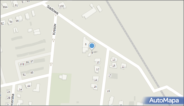 Leszno, Sadowa, 8, mapa Leszno