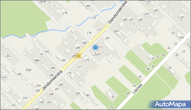 Lipa, Sandomierska, 173, mapa Lipa