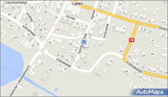 Lipsko, Sandomierska, 7, mapa Lipsko