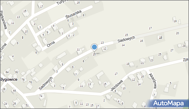 Łodygowice, Sadowych, 10, mapa Łodygowice