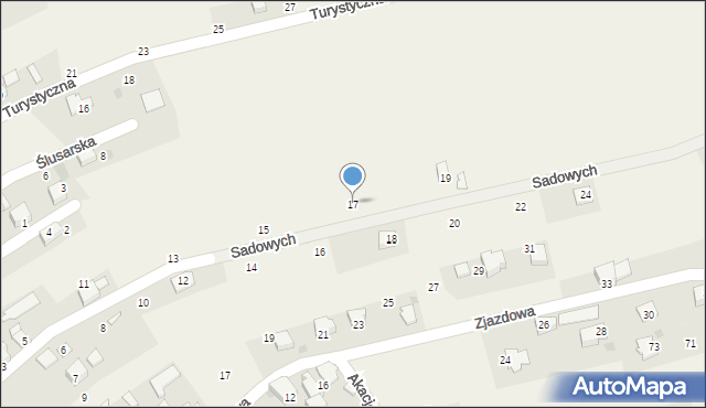 Łodygowice, Sadowych, 17, mapa Łodygowice