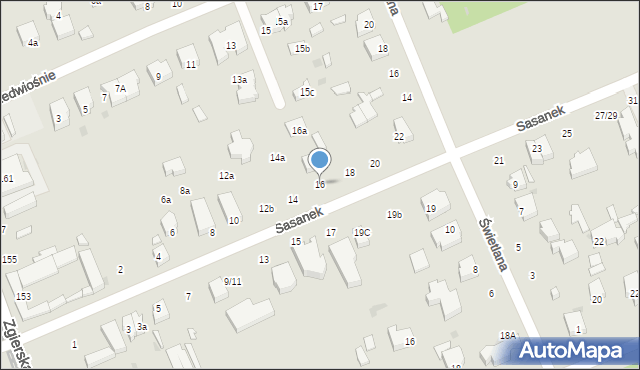 Łódź, Sasanek, 16, mapa Łodzi