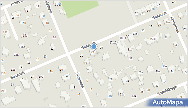 Łódź, Sasanek, 23A, mapa Łodzi