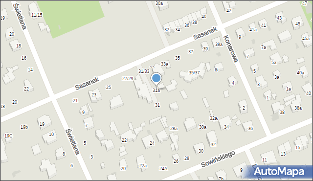 Łódź, Sasanek, 31a, mapa Łodzi