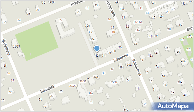 Łódź, Sasanek, 32, mapa Łodzi