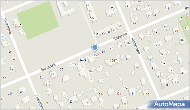 Łódź, Sasanek, 33a, mapa Łodzi
