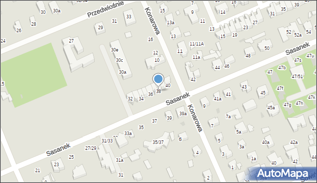 Łódź, Sasanek, 38, mapa Łodzi