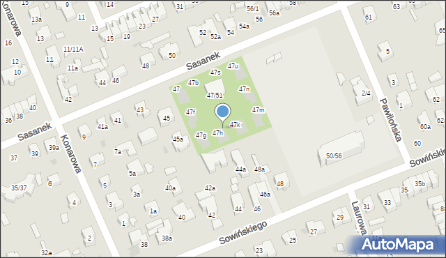 Łódź, Sasanek, 47j, mapa Łodzi