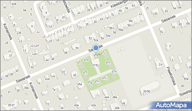 Łódź, Sasanek, 47s, mapa Łodzi