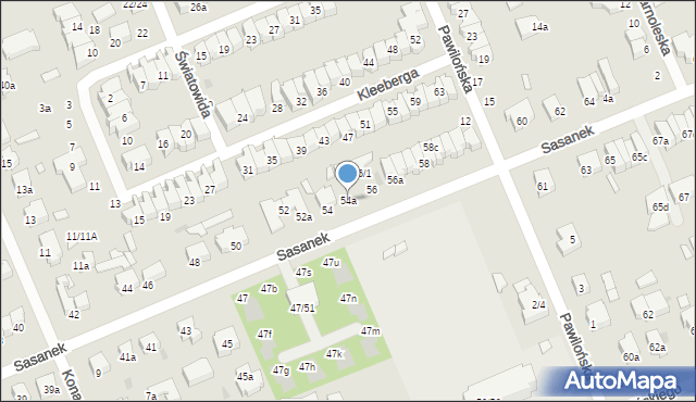 Łódź, Sasanek, 54a, mapa Łodzi