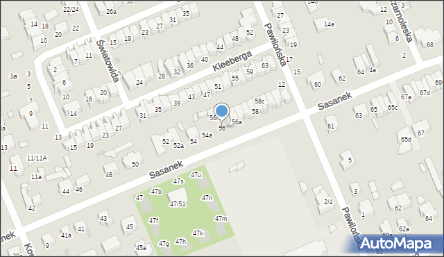 Łódź, Sasanek, 56, mapa Łodzi